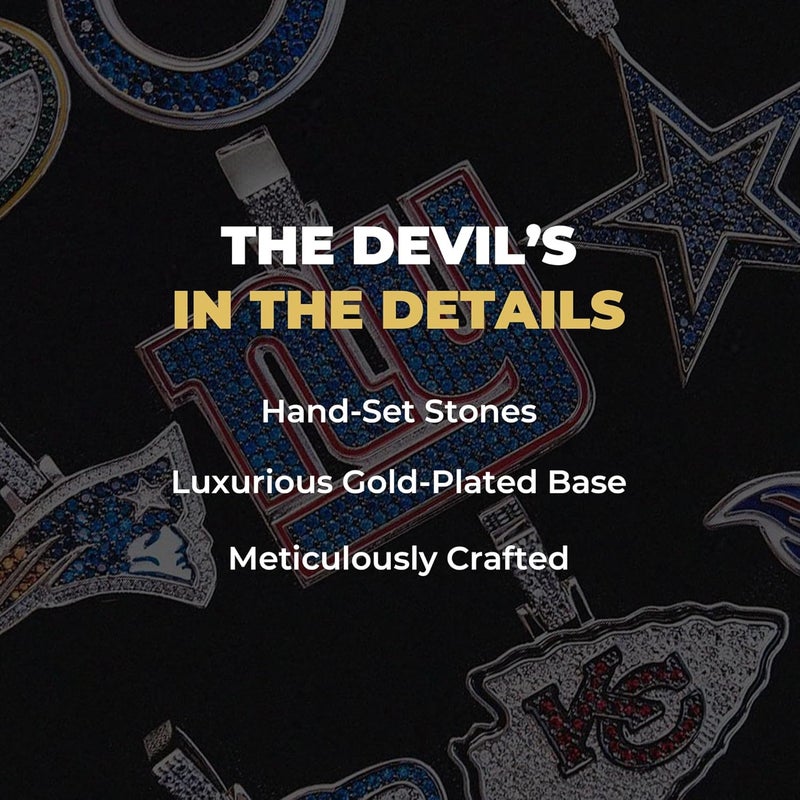 GLD Officially licensed NFL Sports Team Logo Pendant - Gold Plated Iced Out Football Necklace Charm - Image 4